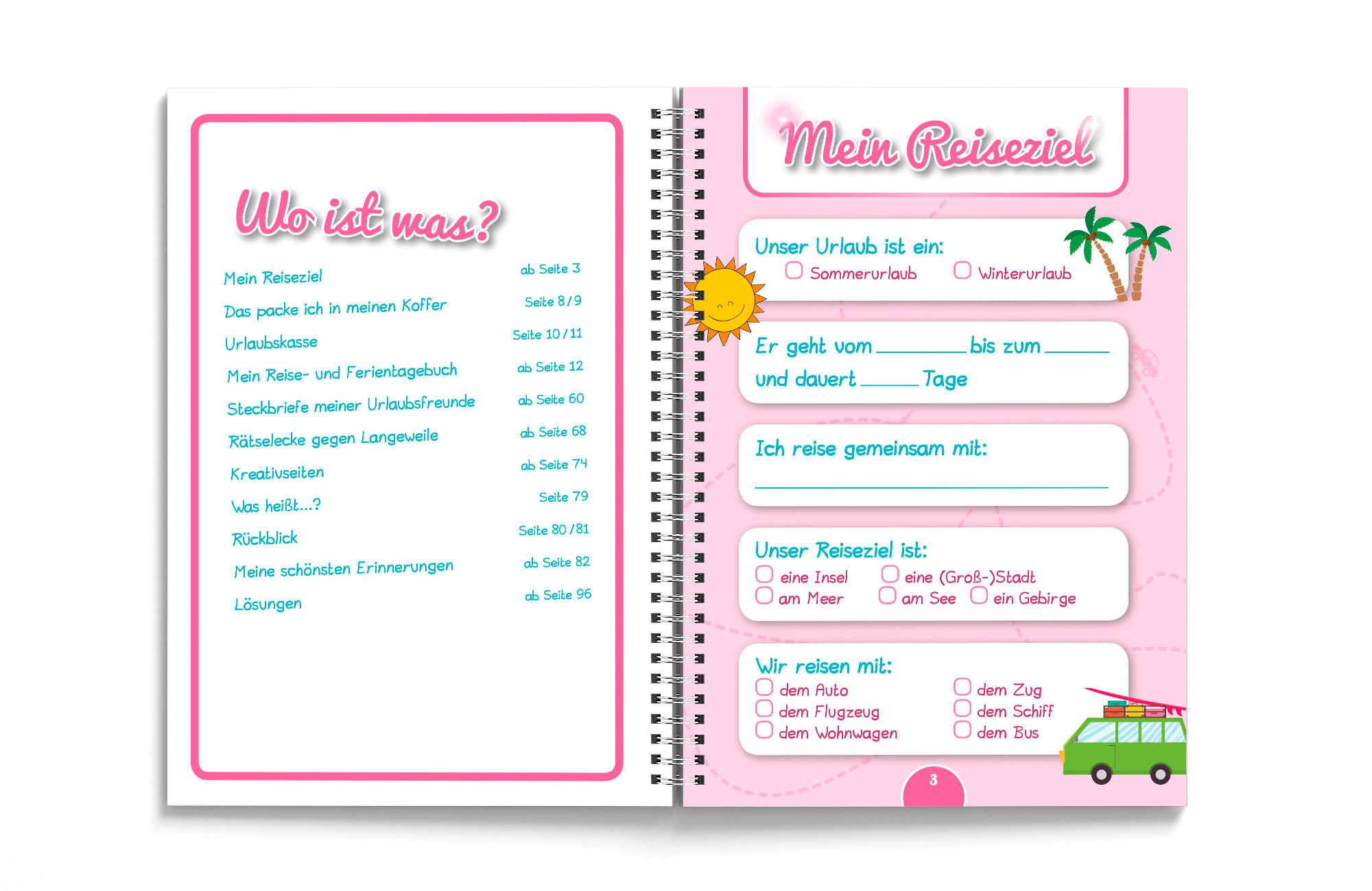 Beispielinhalt (Bild) Urlaubs- und Ferientagebuch