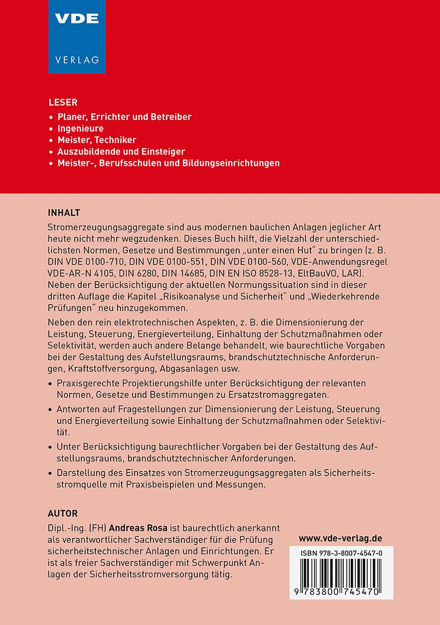 Rückseitencover Projektierung von Ersatzstromaggregaten