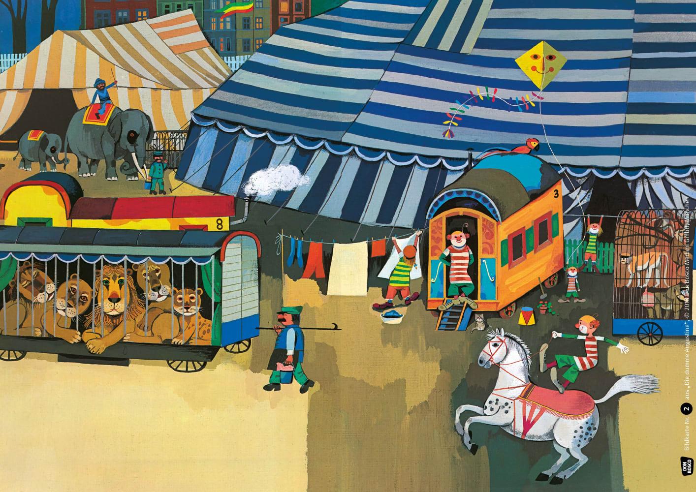 Beispielinhalt (Bild) Die dumme Augustine. Kamishibai Bildkartenset.