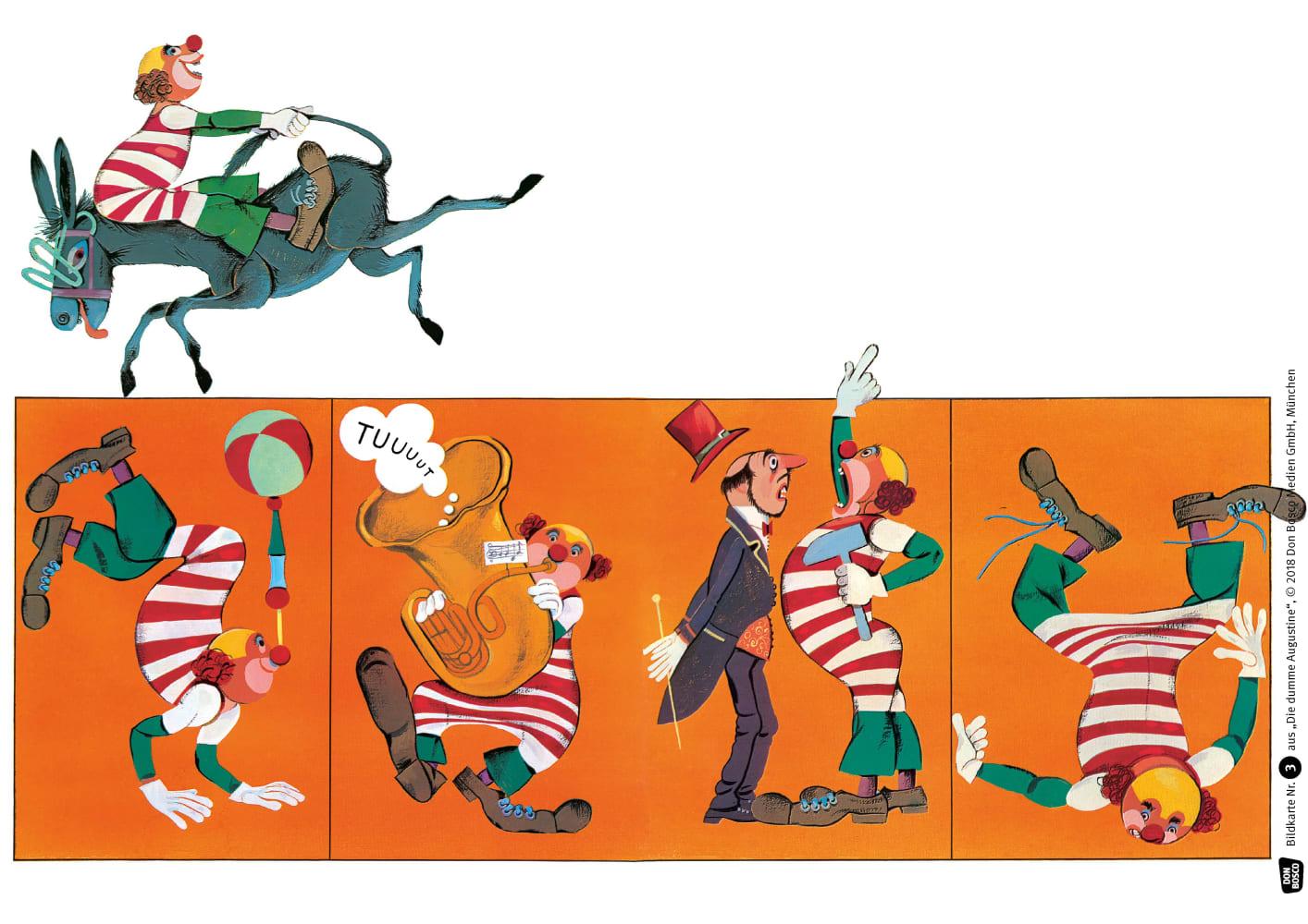 Beispielinhalt (Bild) Die dumme Augustine. Kamishibai Bildkartenset.