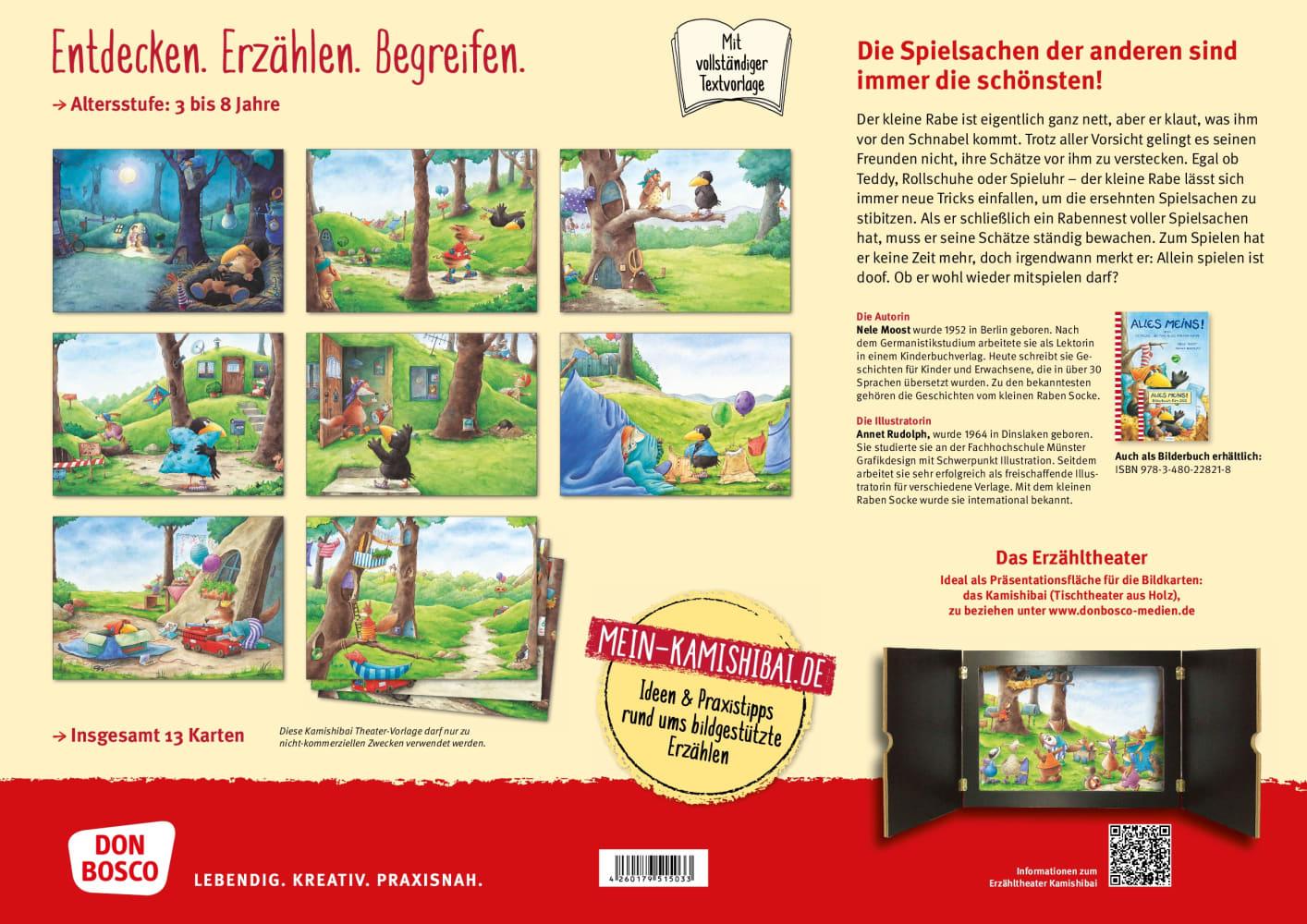 Beispielinhalt (Bild) Der kleine Rabe Socke: Alles meins! Kamishibai Bildkartenset.
