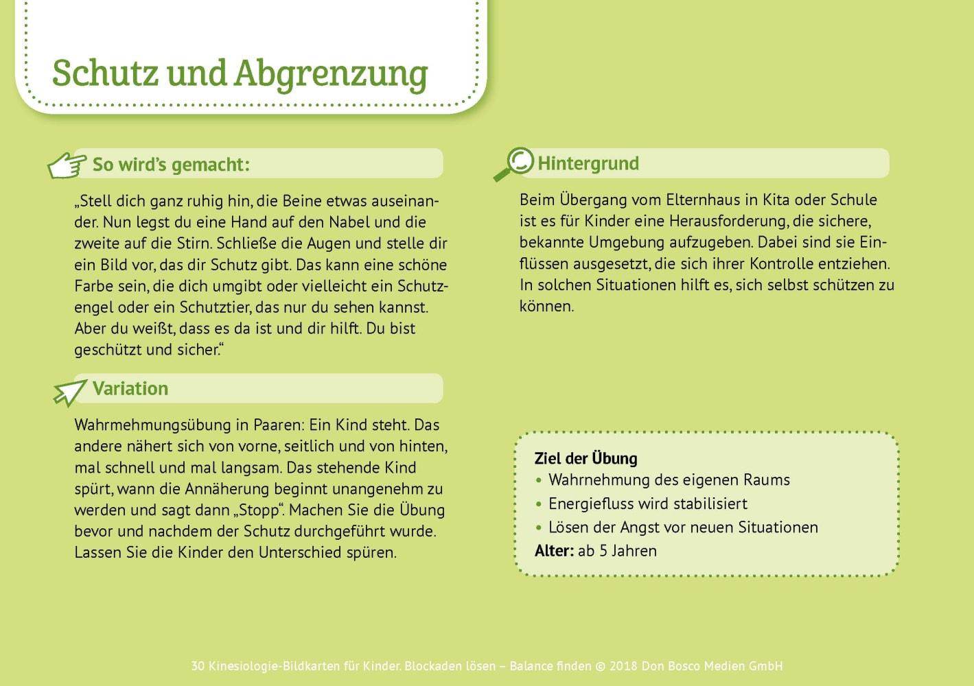 Beispielinhalt (Bild) 30 Kinesiologie-Bildkarten für Kinder