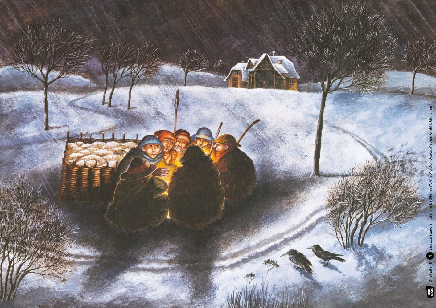 Beispielinhalt (Bild) Es stand ein Stern in Bethlehem. Kamishibai Bildkartenset.