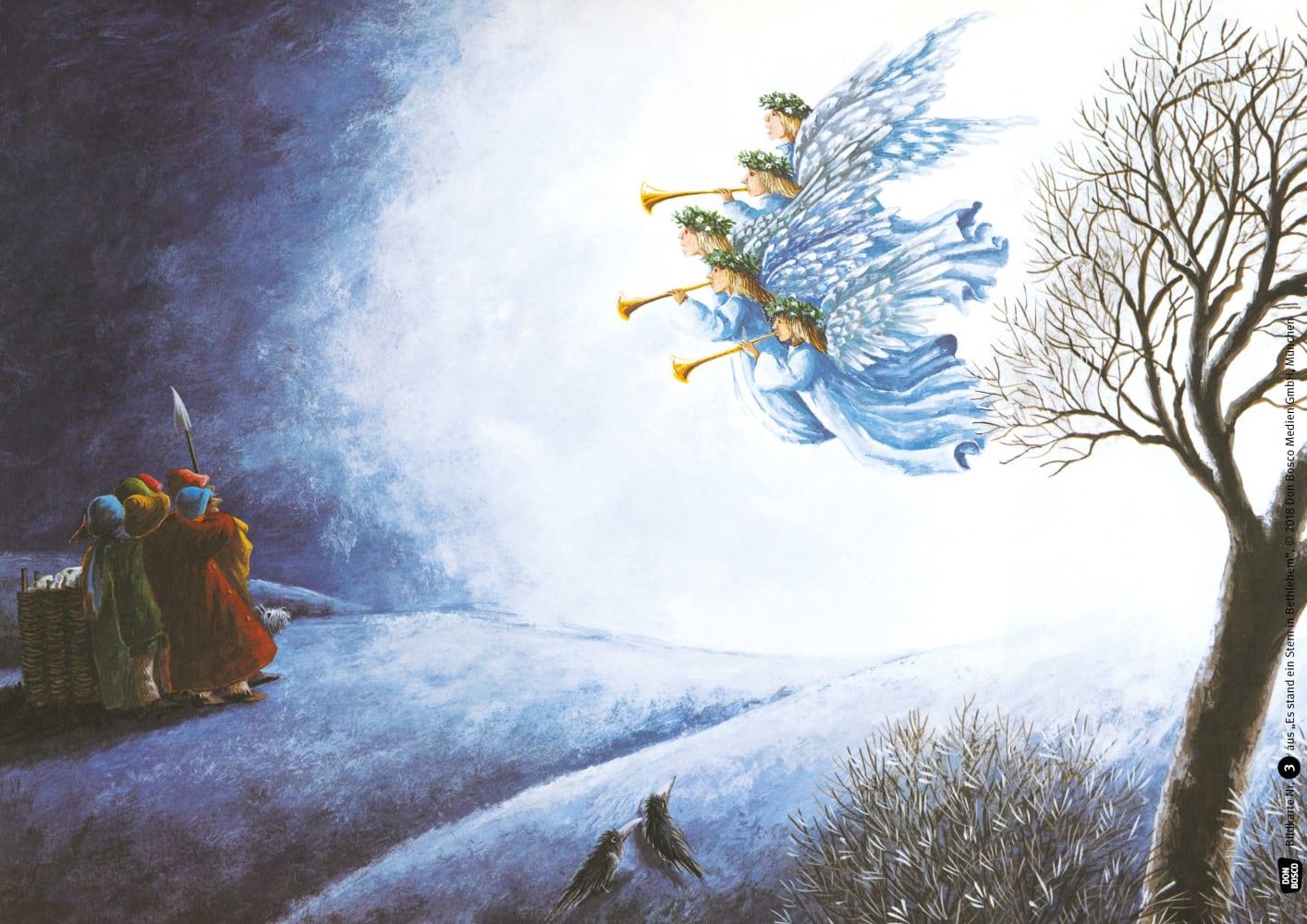 Beispielinhalt (Bild) Es stand ein Stern in Bethlehem. Kamishibai Bildkartenset.