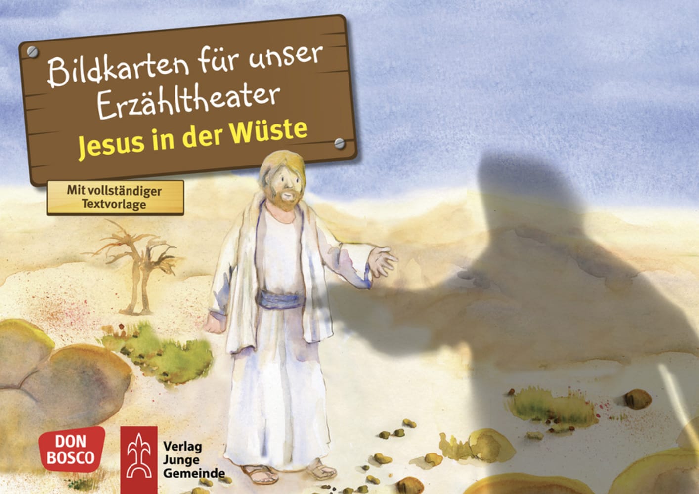 Vorderes Coverbild Jesus in der Wüste. Kamishibai Bildkartenset.