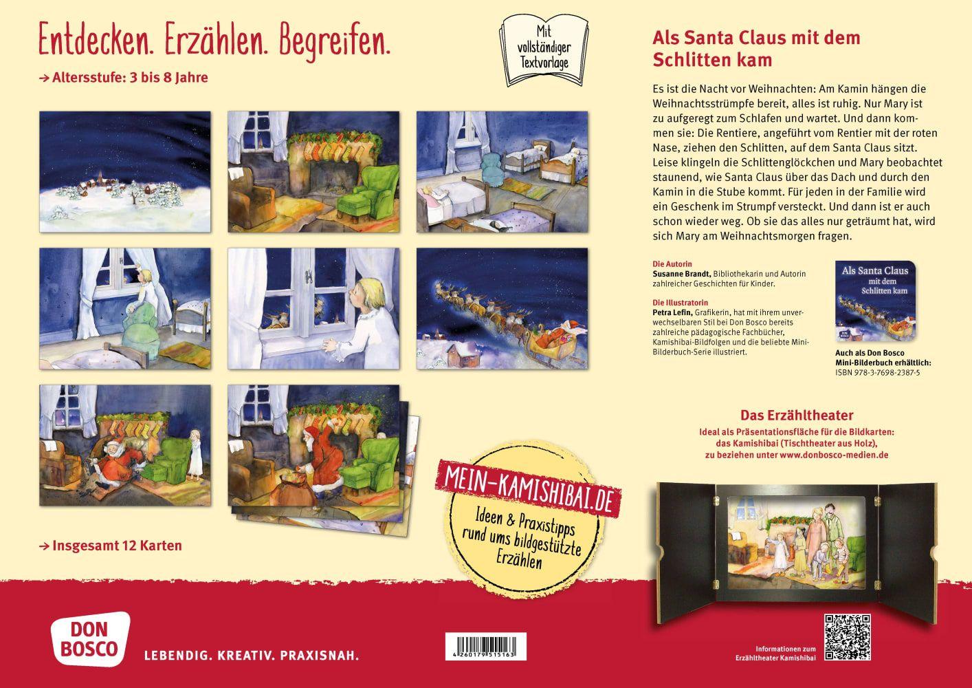 Beispielinhalt (Bild) Als Santa Claus mit dem Schlitten kam. Kamishibai Bildkartenset.