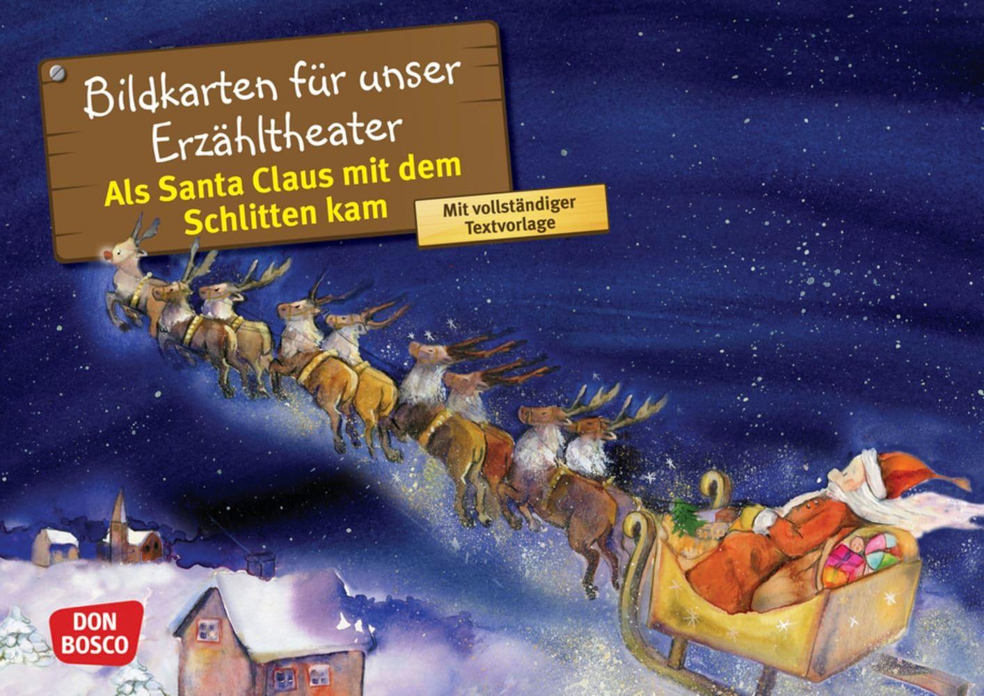 Vorderes Coverbild Als Santa Claus mit dem Schlitten kam. Kamishibai Bildkartenset.