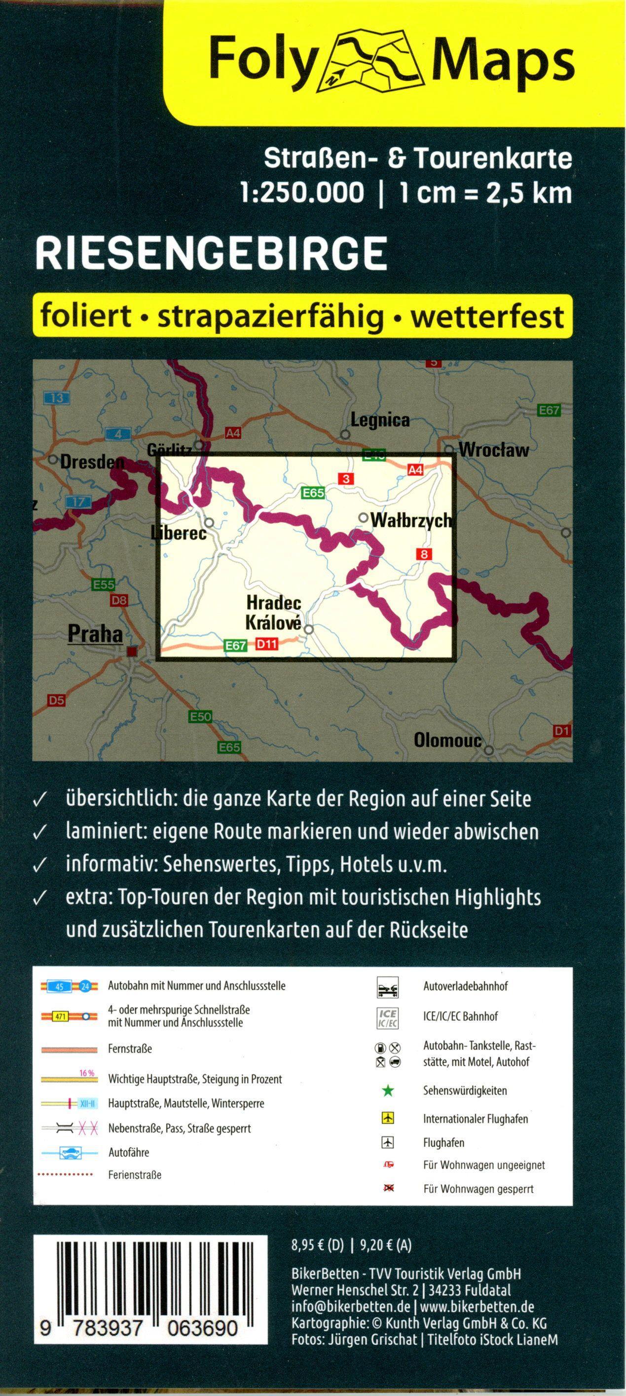 Beispielinhalt (Bild) FolyMaps Riesengebirge 1:250 000