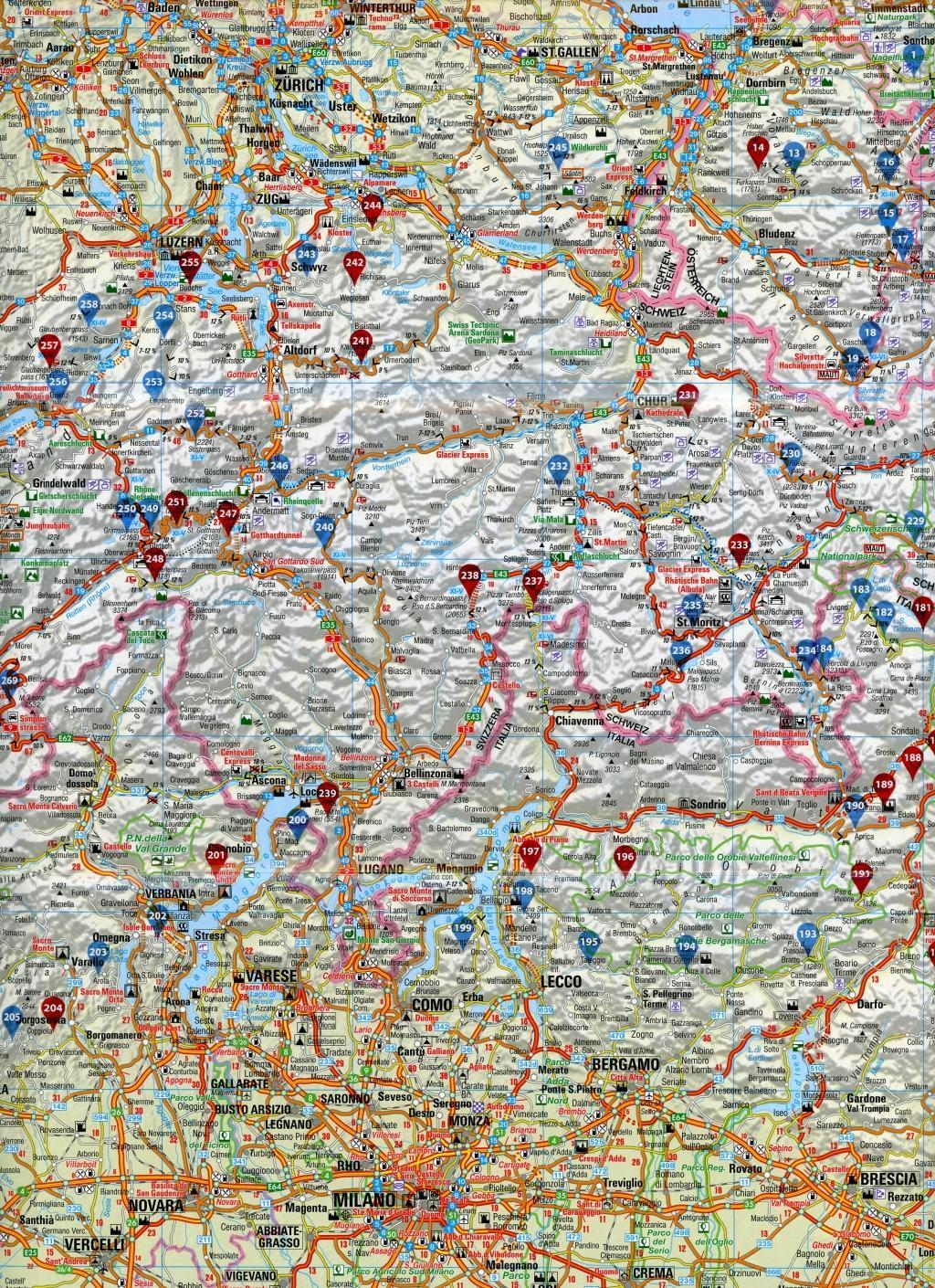 Beispielinhalt (Bild) FolyMaps Alpenpässe 1:800 000 Spezialkarte