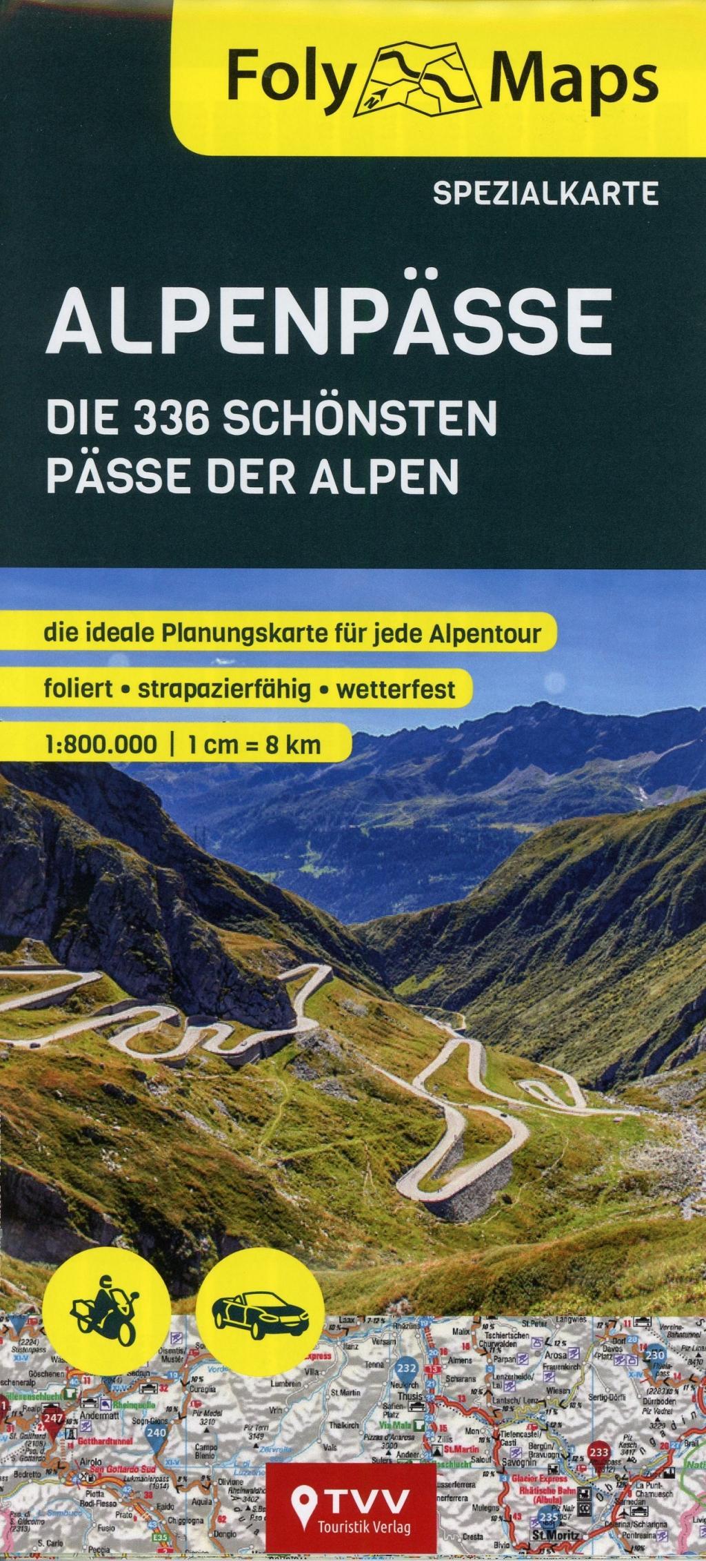 Vorderes Coverbild FolyMaps Alpenpässe 1:800 000 Spezialkarte