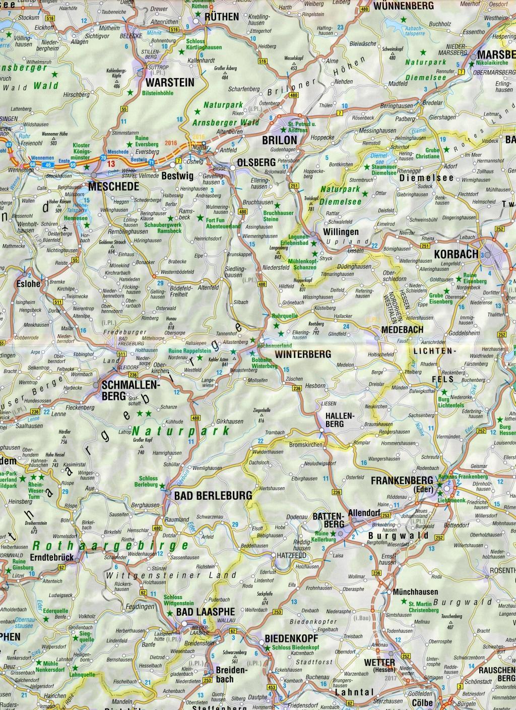 Beispielinhalt (Bild) FolyMaps Sauerland Ederbergland 1:250 000