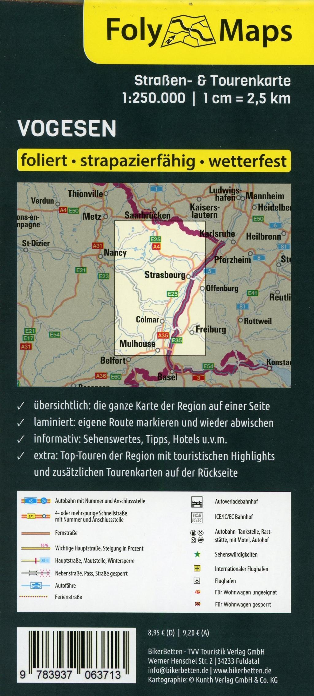 Beispielinhalt (Bild) FolyMaps Vogesen 1:250 000