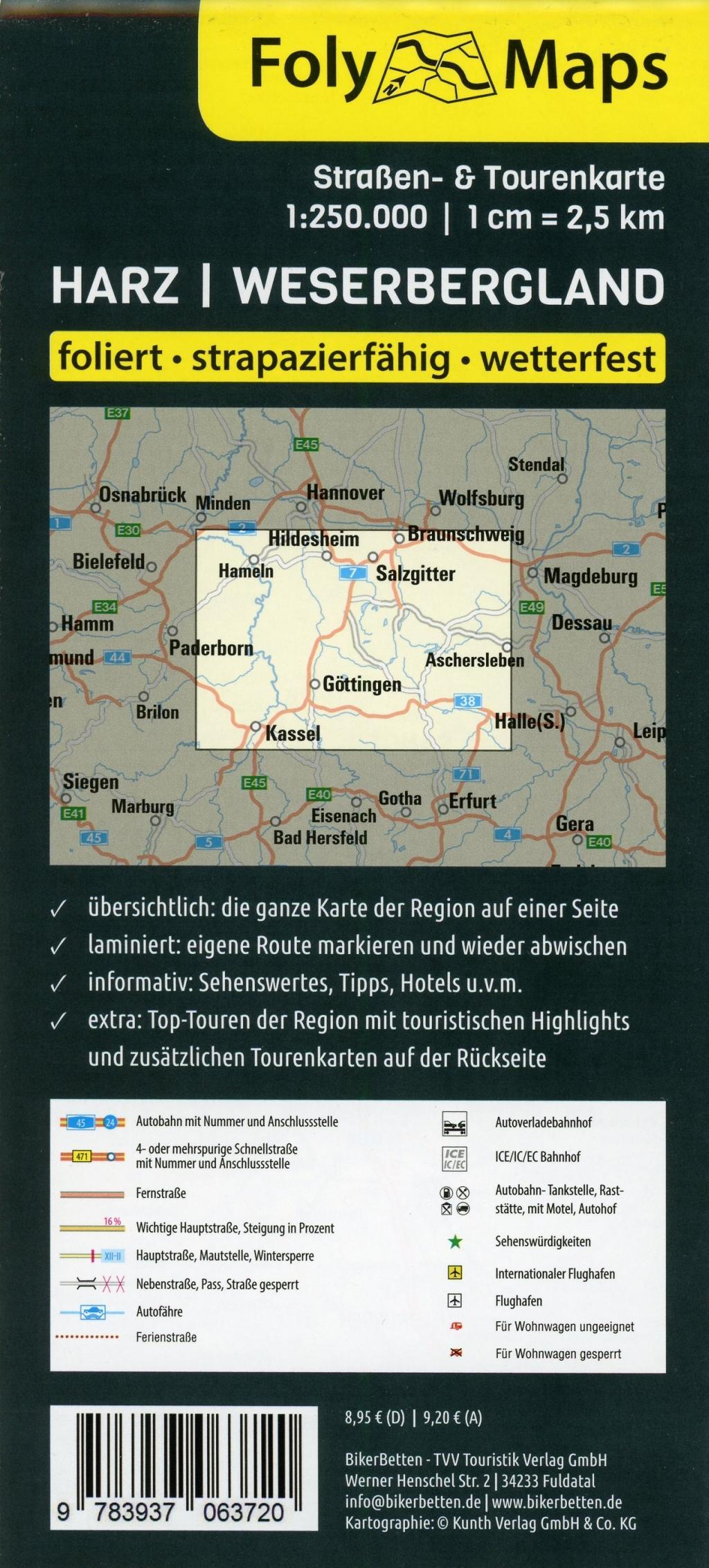 Beispielinhalt (Bild) FolyMaps Harz Weserbergland 1:250 000
