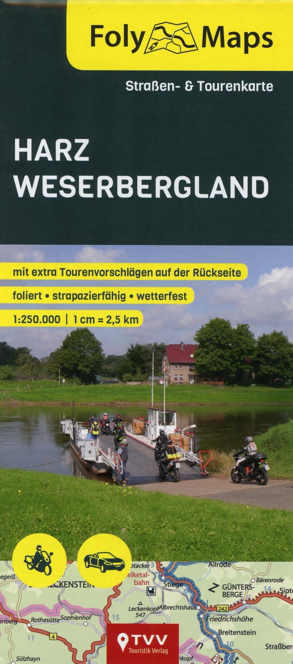 Vorderes Coverbild FolyMaps Harz Weserbergland 1:250 000