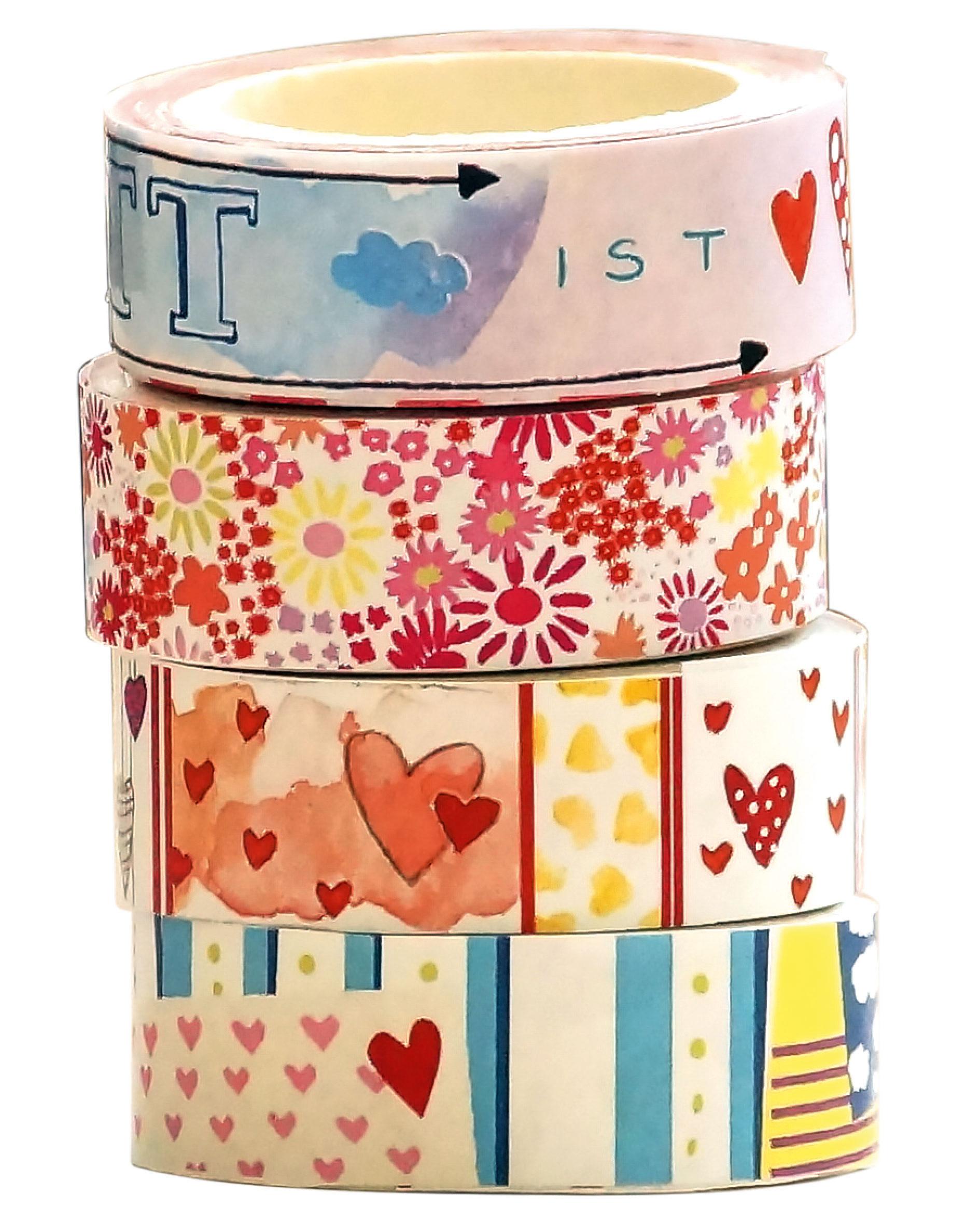 Vorderes Coverbild Washi Tapes Set Blumen und Herzen