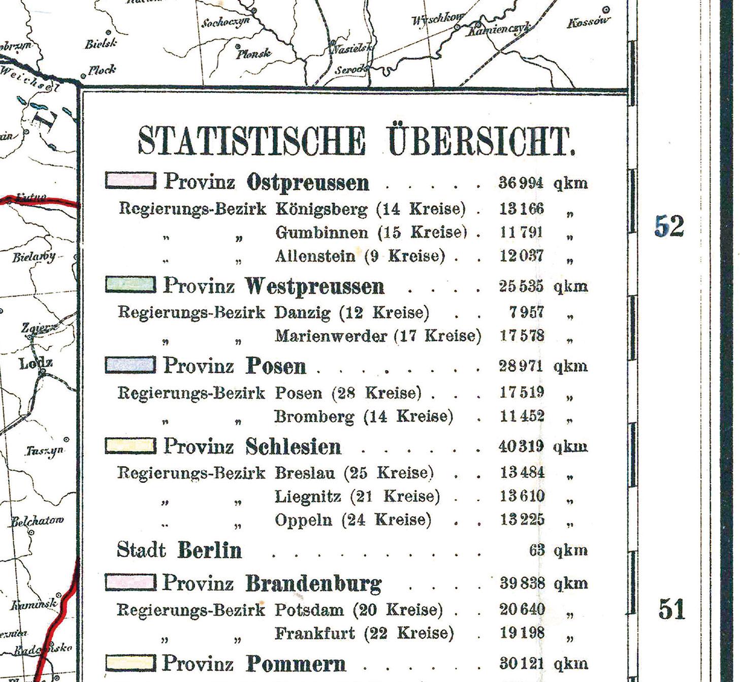 Beispielinhalt (Bild) Historische Preussenkarte / DER PREUSSISCHE STAAT - 1905 [gerollt]