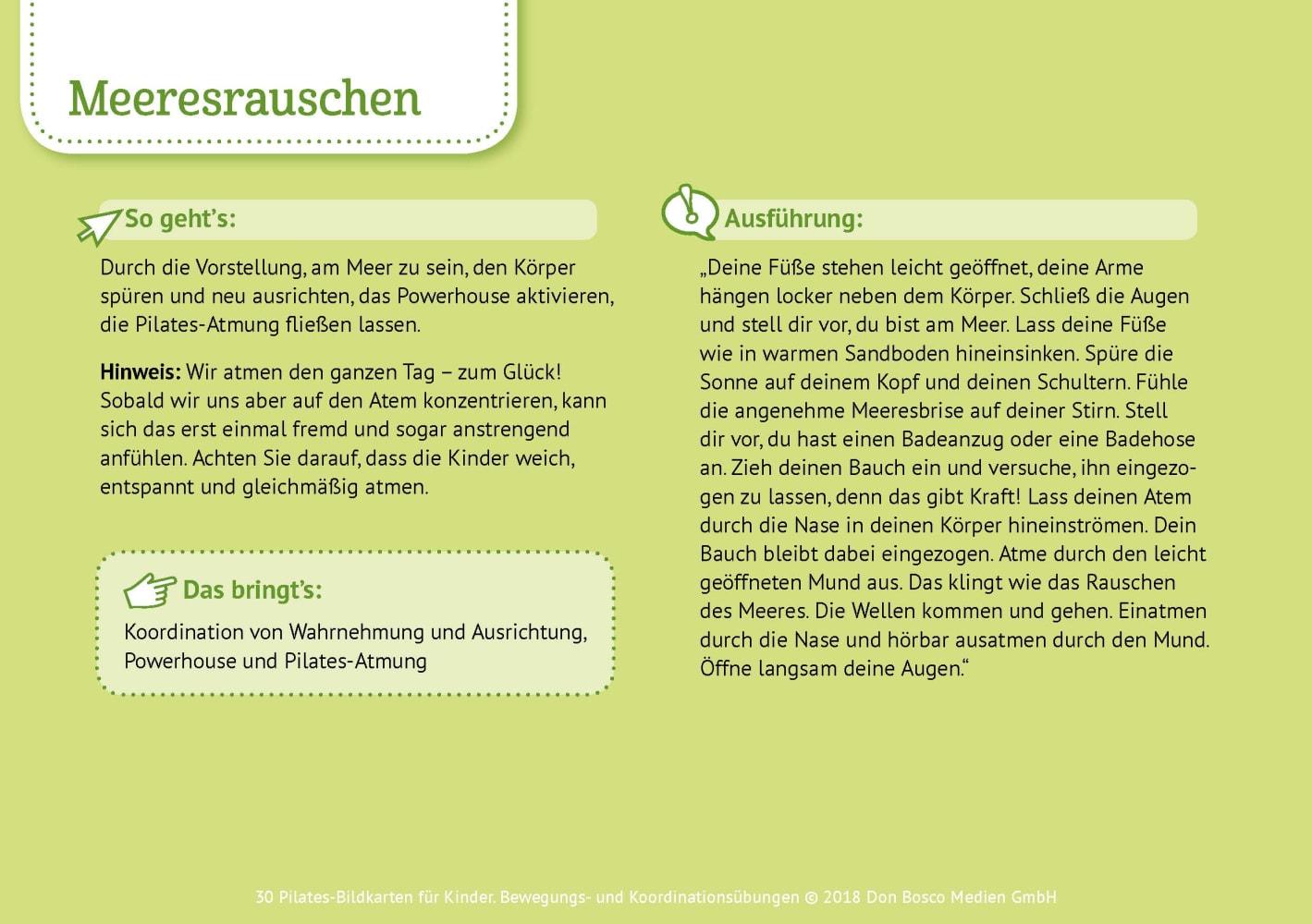 Beispielinhalt (Bild) 30 Pilates-Bildkarten für Kinder