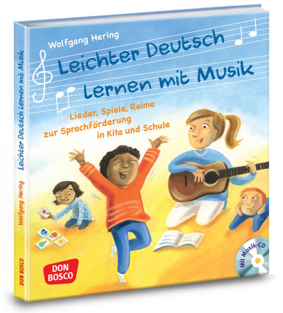 Vorderes Coverbild Leichter Deutsch lernen mit Musik, m. Audio-CD und Bildkarten