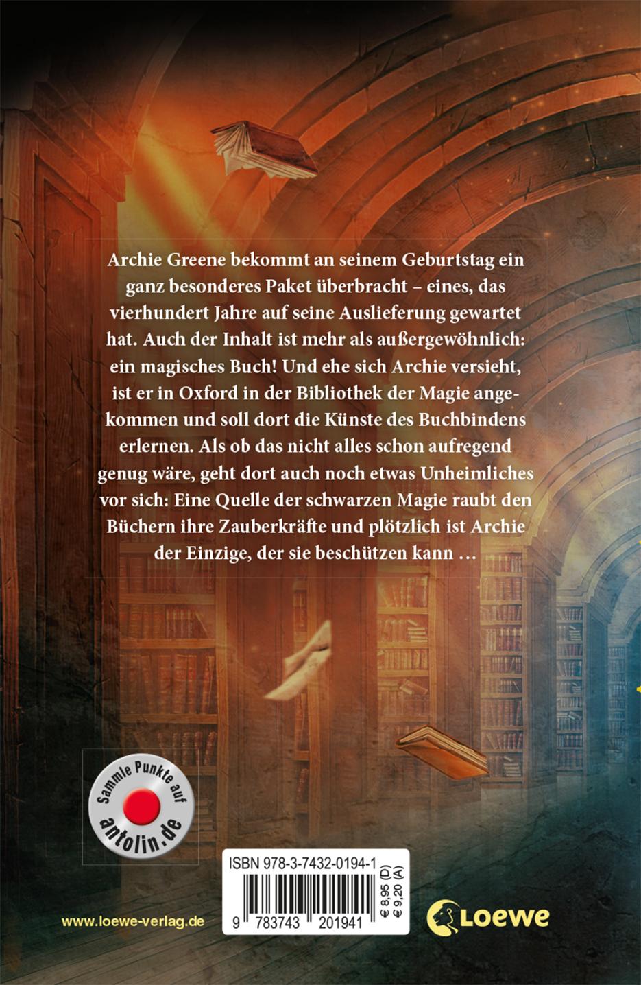 Rückseitencover Archie Greene und die Bibliothek der Magie (Band 1)