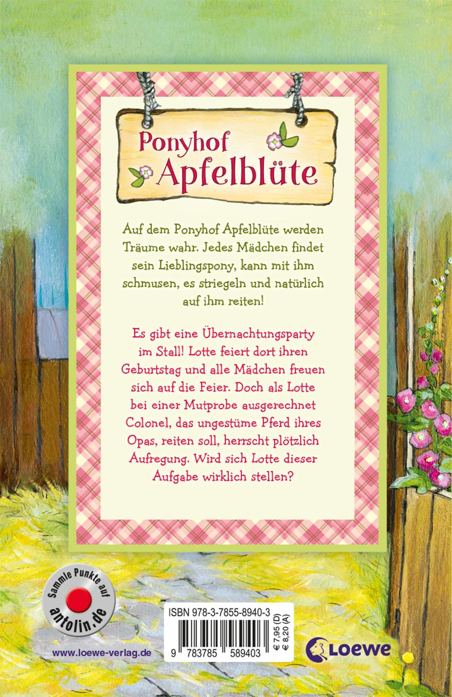 Rückseitencover Ponyhof Apfelblüte 12 - Lotte und die Übernachtungsparty