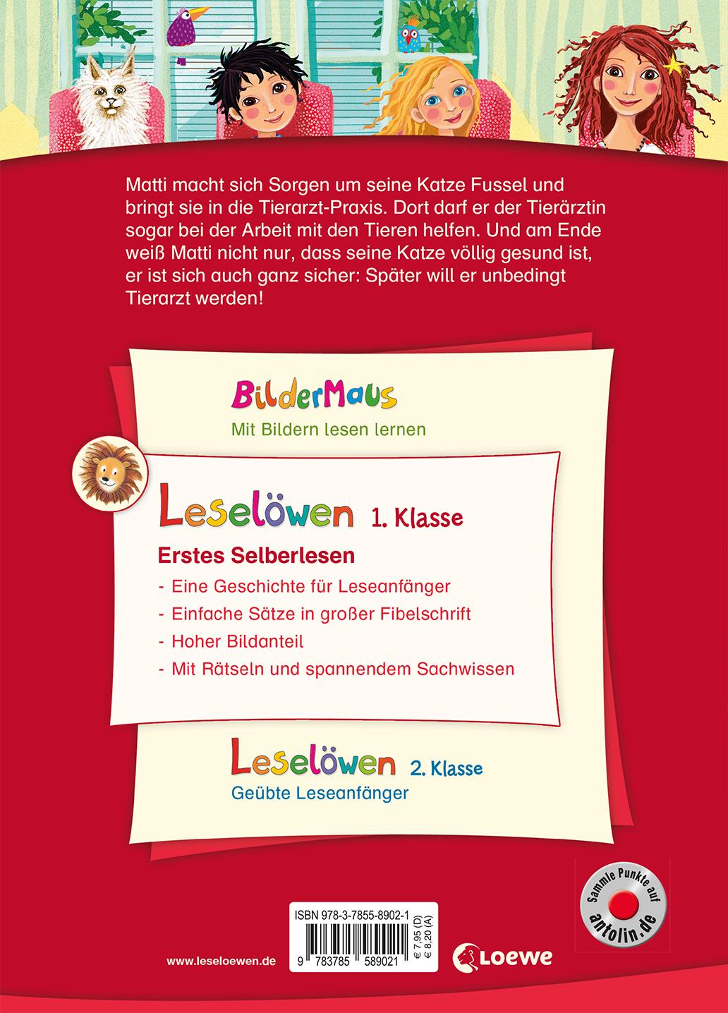 Rückseitencover Leselöwen 1. Klasse - Ein Tag in der Tierarzt-Praxis