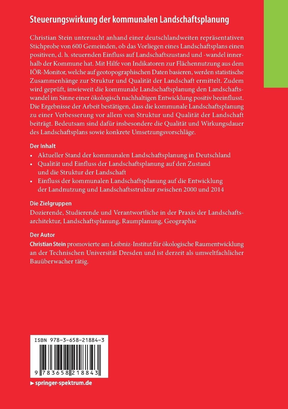 Rückseitencover Steuerungswirkung der kommunalen Landschaftsplanung