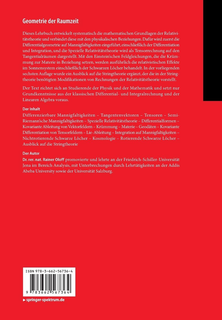 Rückseitencover Geometrie der Raumzeit