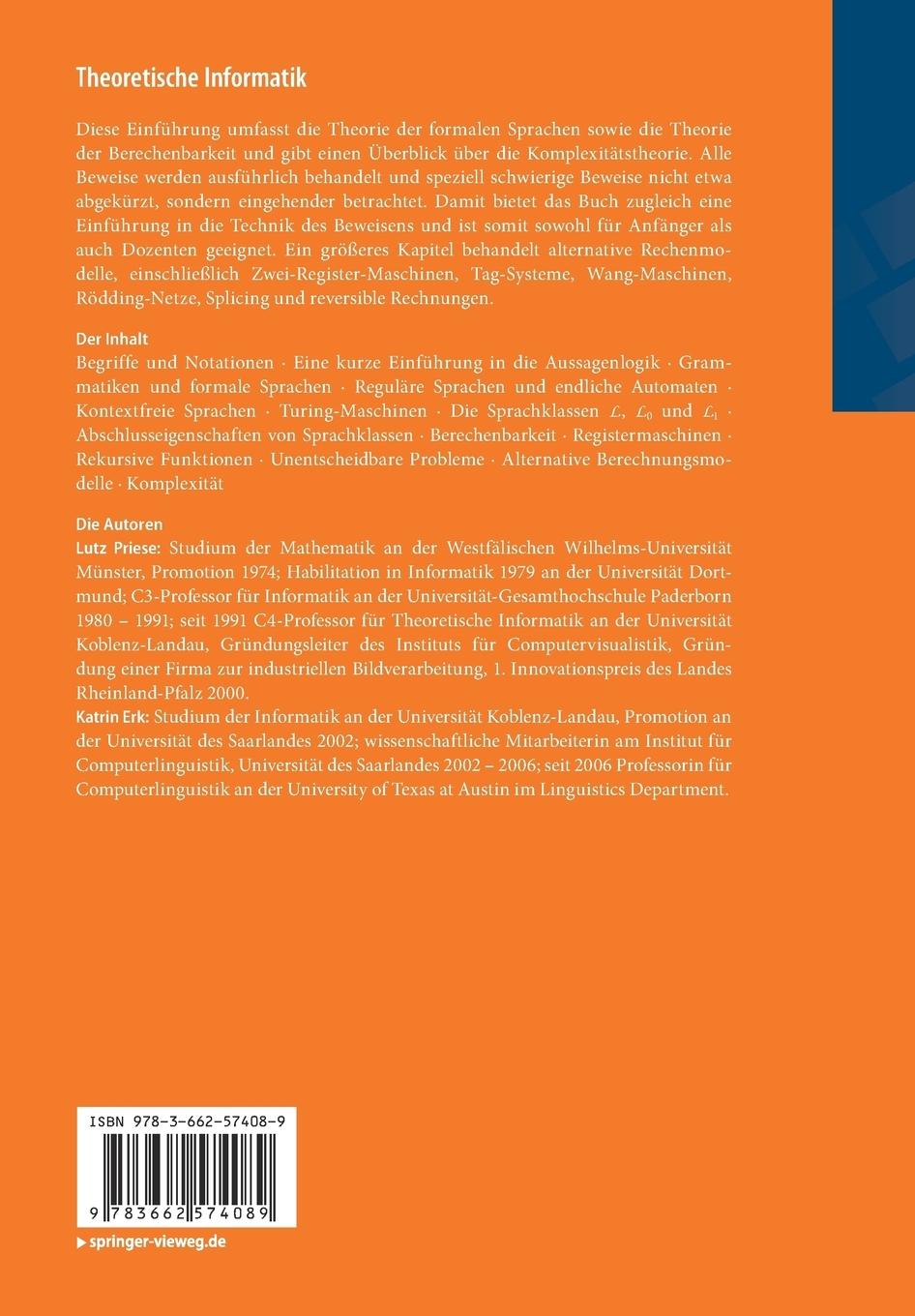 Rückseitencover Theoretische Informatik