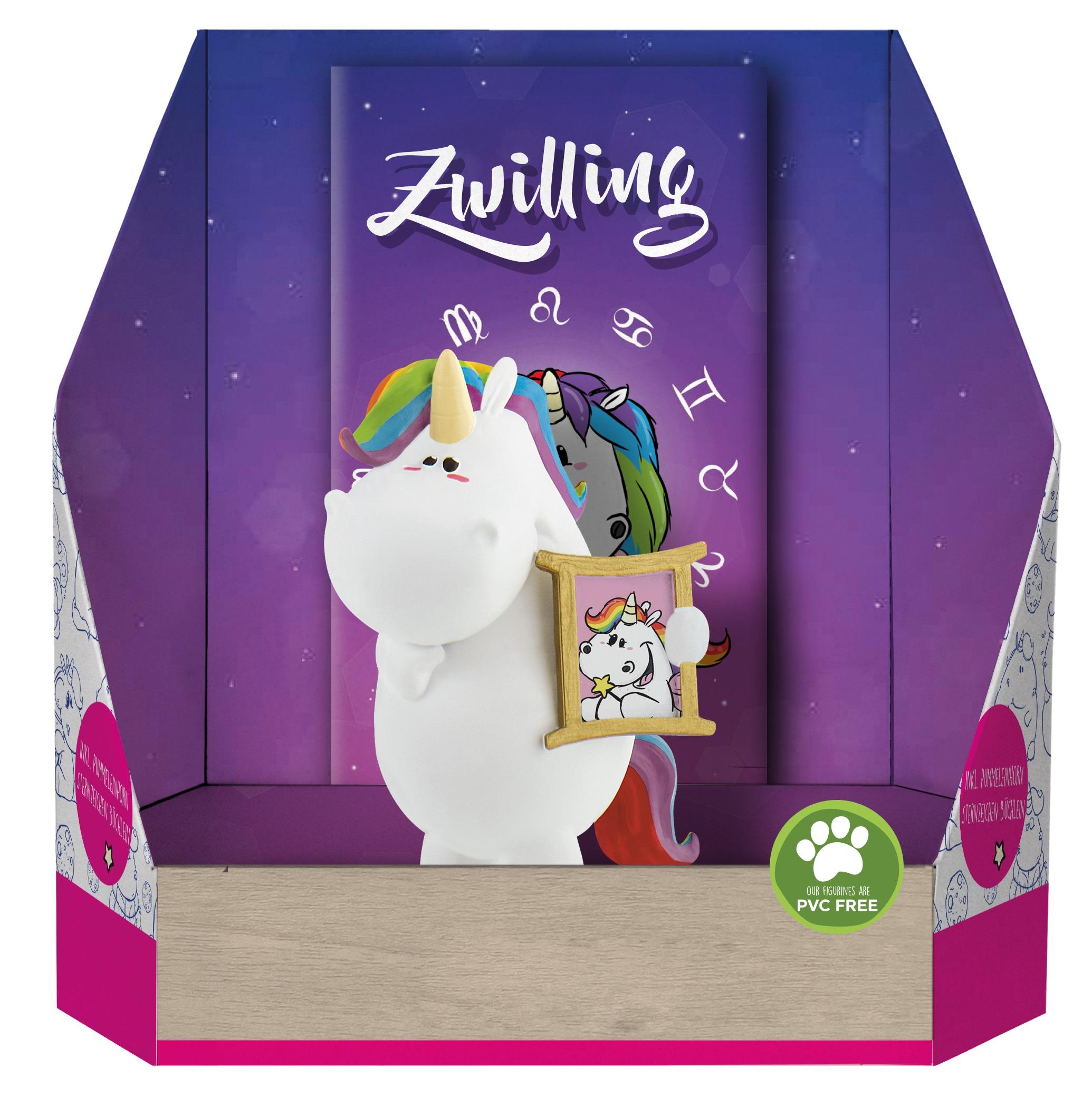 Vorderes Coverbild Pummeleinhorn Sammelfigur - Sternzeichen Zwillinge