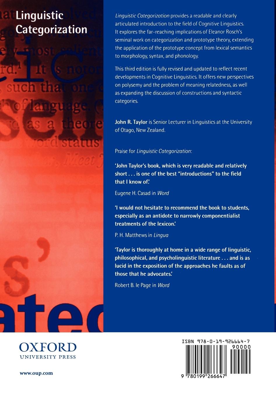 Rückseitencover Linguistic Categorization