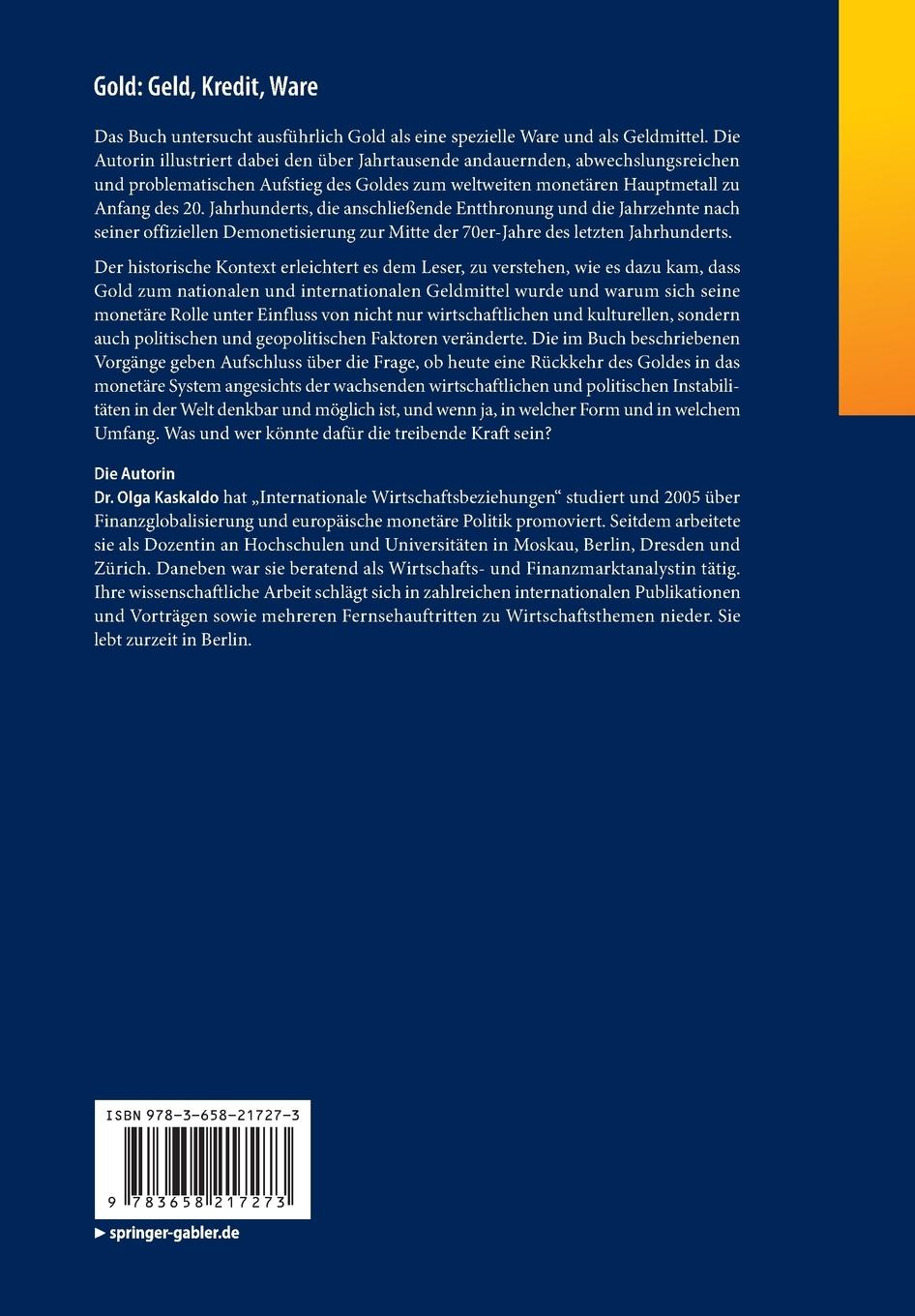 Rückseitencover Gold: Geld, Kredit, Ware