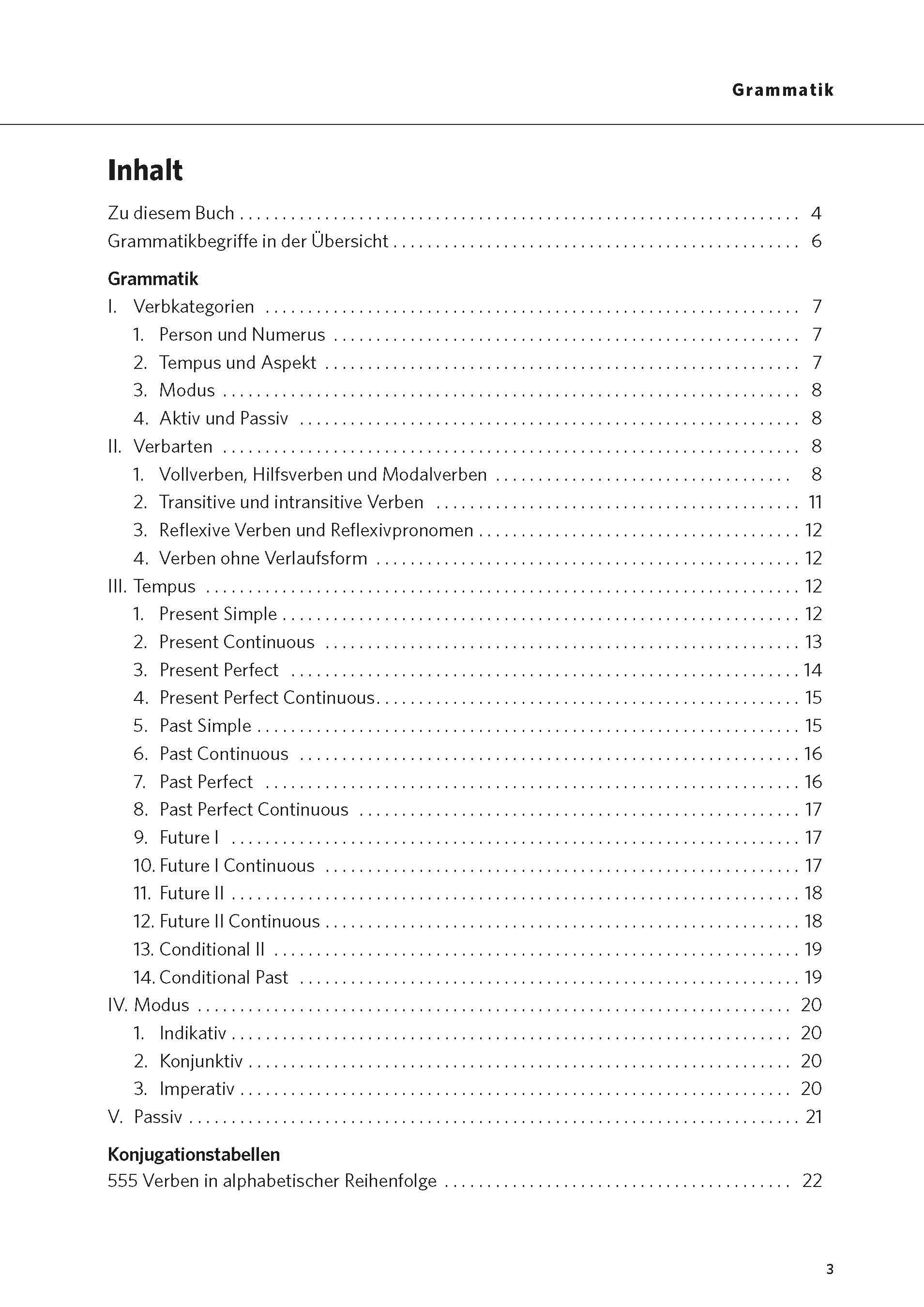 Beispielinhalt (Bild) PONS Das große Buch der Verben Englisch