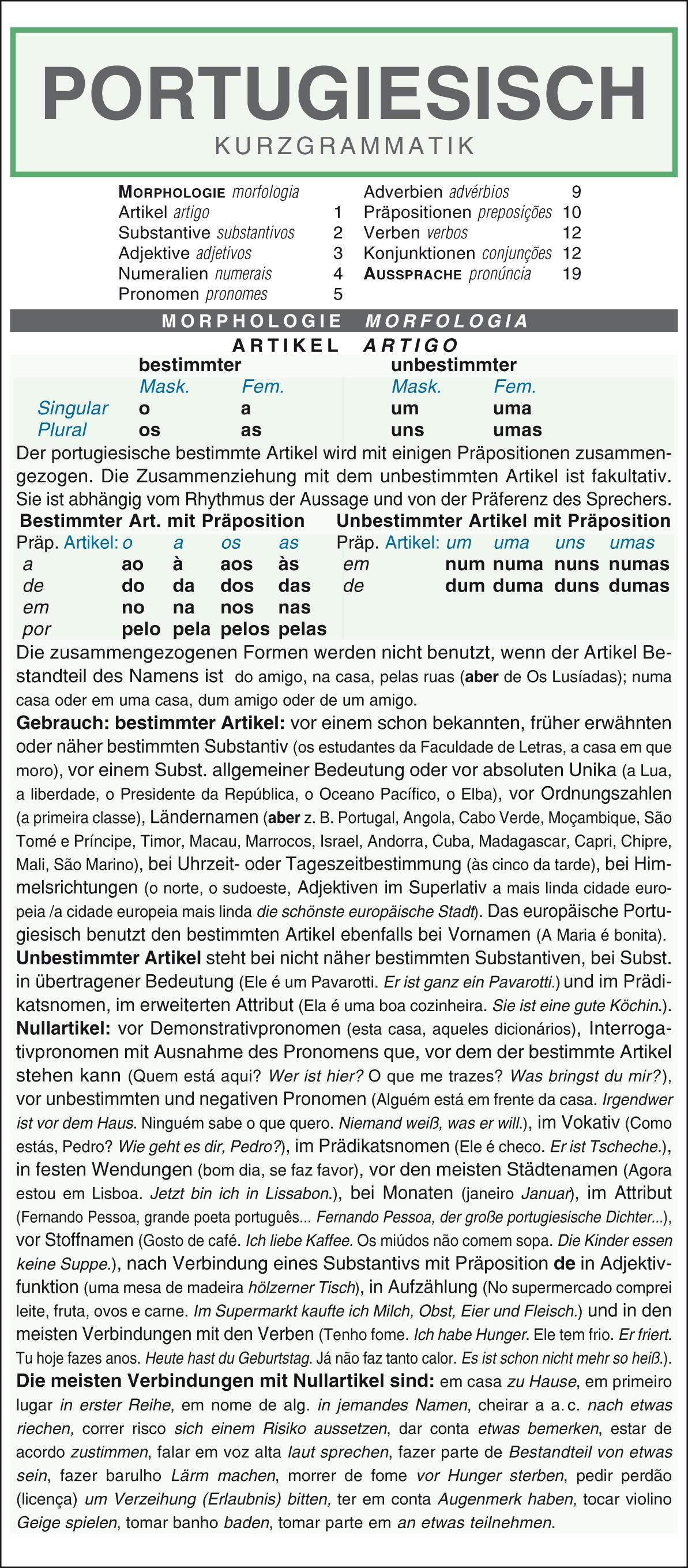 Vorderes Coverbild Portugiesisch - Kurzgrammatik. Die komplette Grammatik anschaulich und verständlich dargestellt