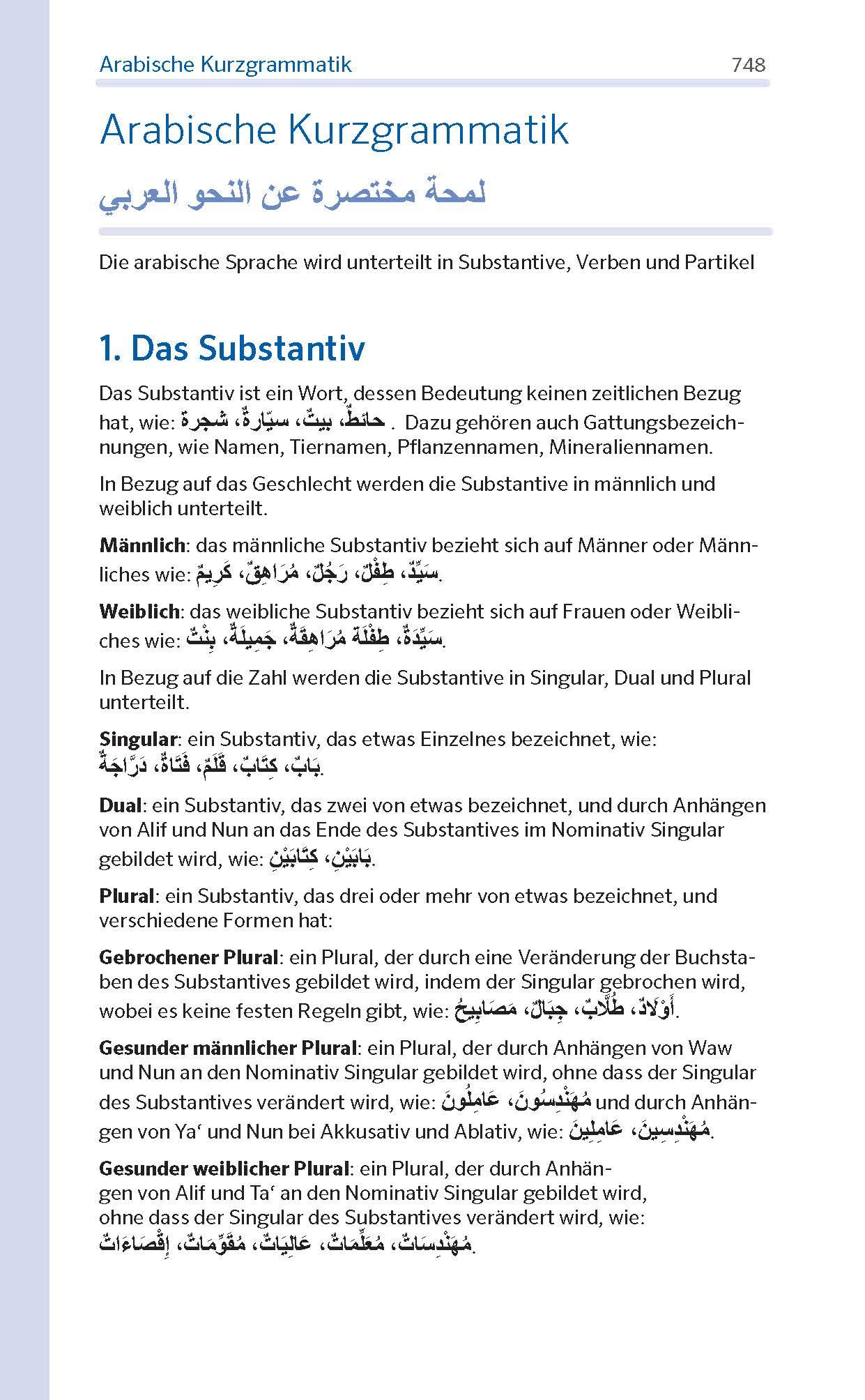 Beispielinhalt (Bild) PONS Standardwörterbuch Plus Arabisch