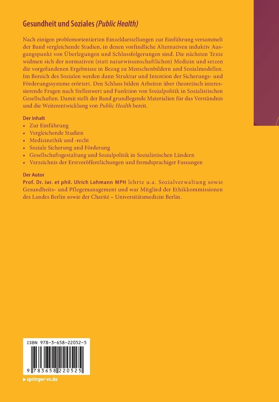 Rückseitencover Gesundheit und Soziales (Public Health)