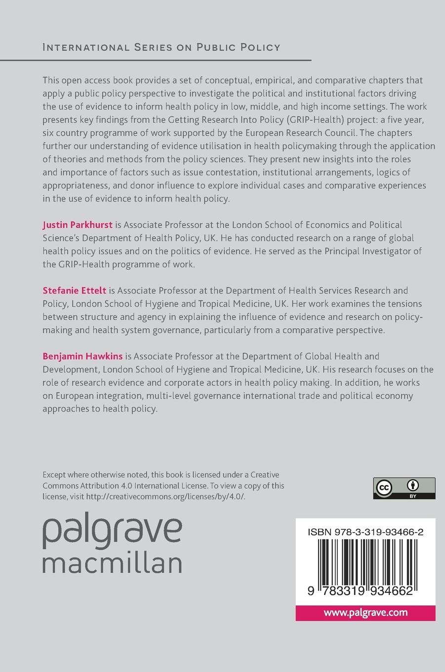 Rückseitencover Evidence Use in Health Policy Making
