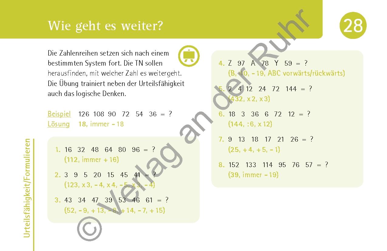 Beispielinhalt (Bild) 10-Minuten-Gedächtnistraining mit Senioren