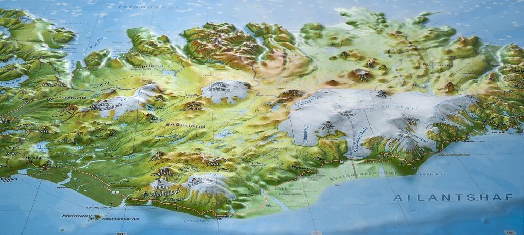 Beispielinhalt (Bild) Relief Island klein 1:1.500.000 Holzrahmen