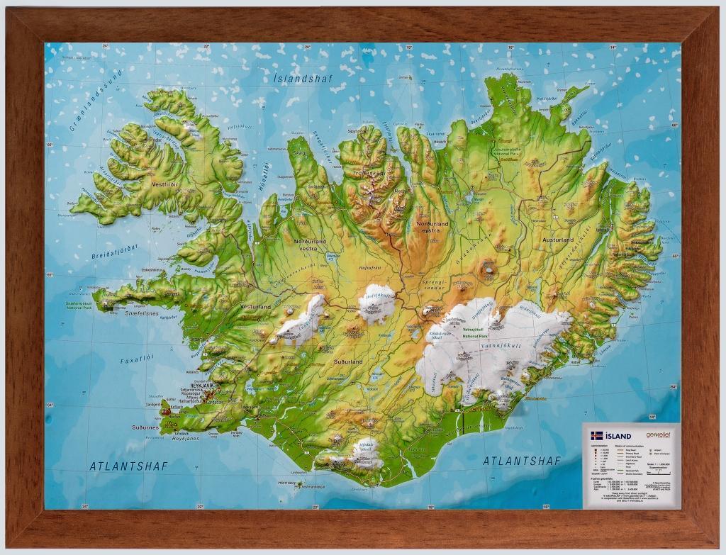 Vorderes Coverbild Relief Island klein 1:1.500.000 Holzrahmen