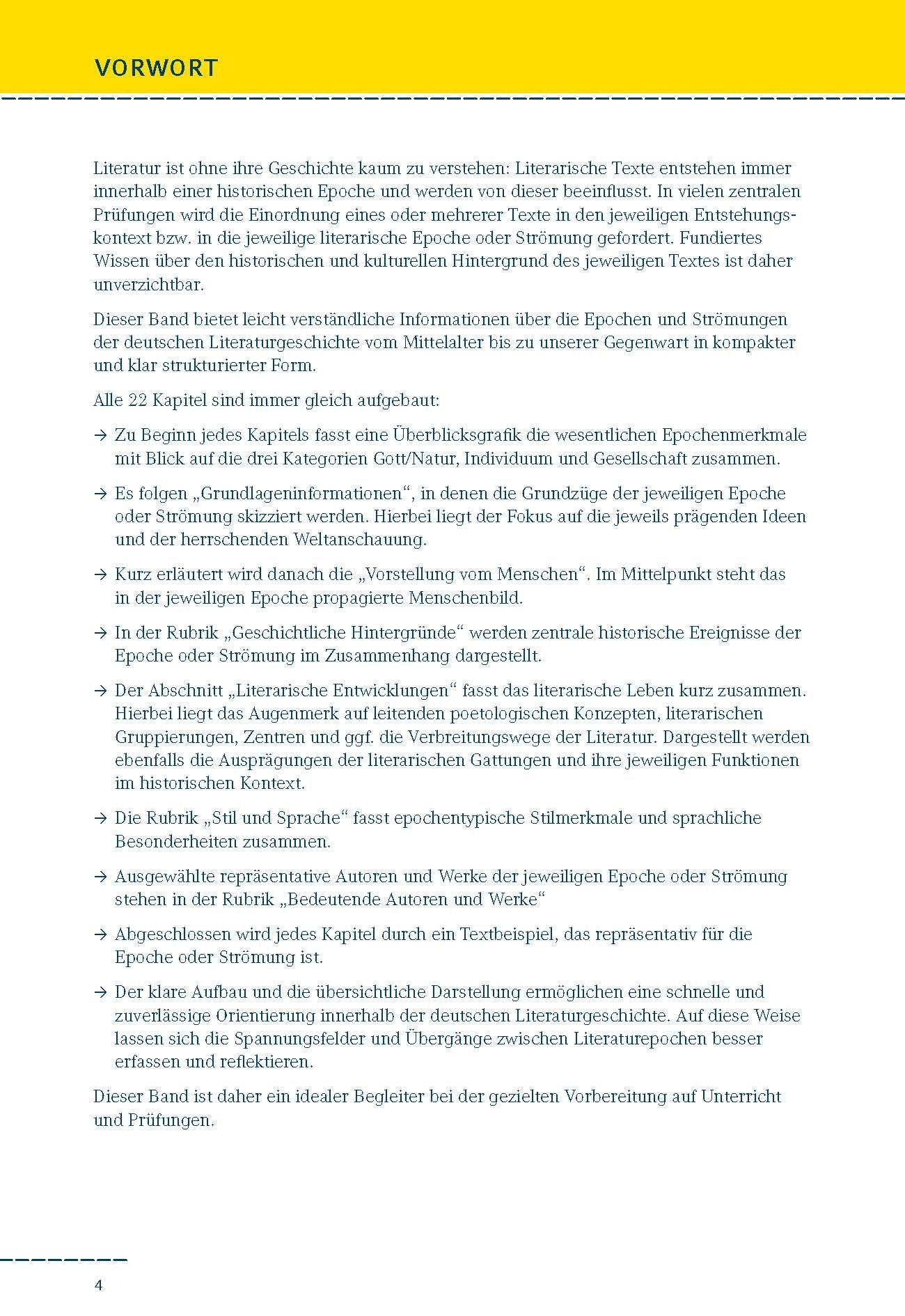 Beispielinhalt (Bild) Epochen der deutschen Literatur.