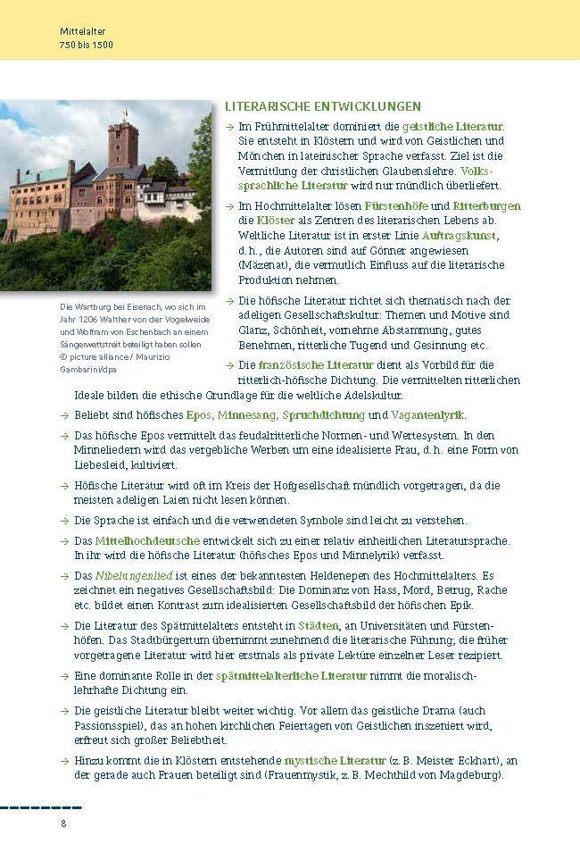 Beispielinhalt (Bild) Epochen der deutschen Literatur.