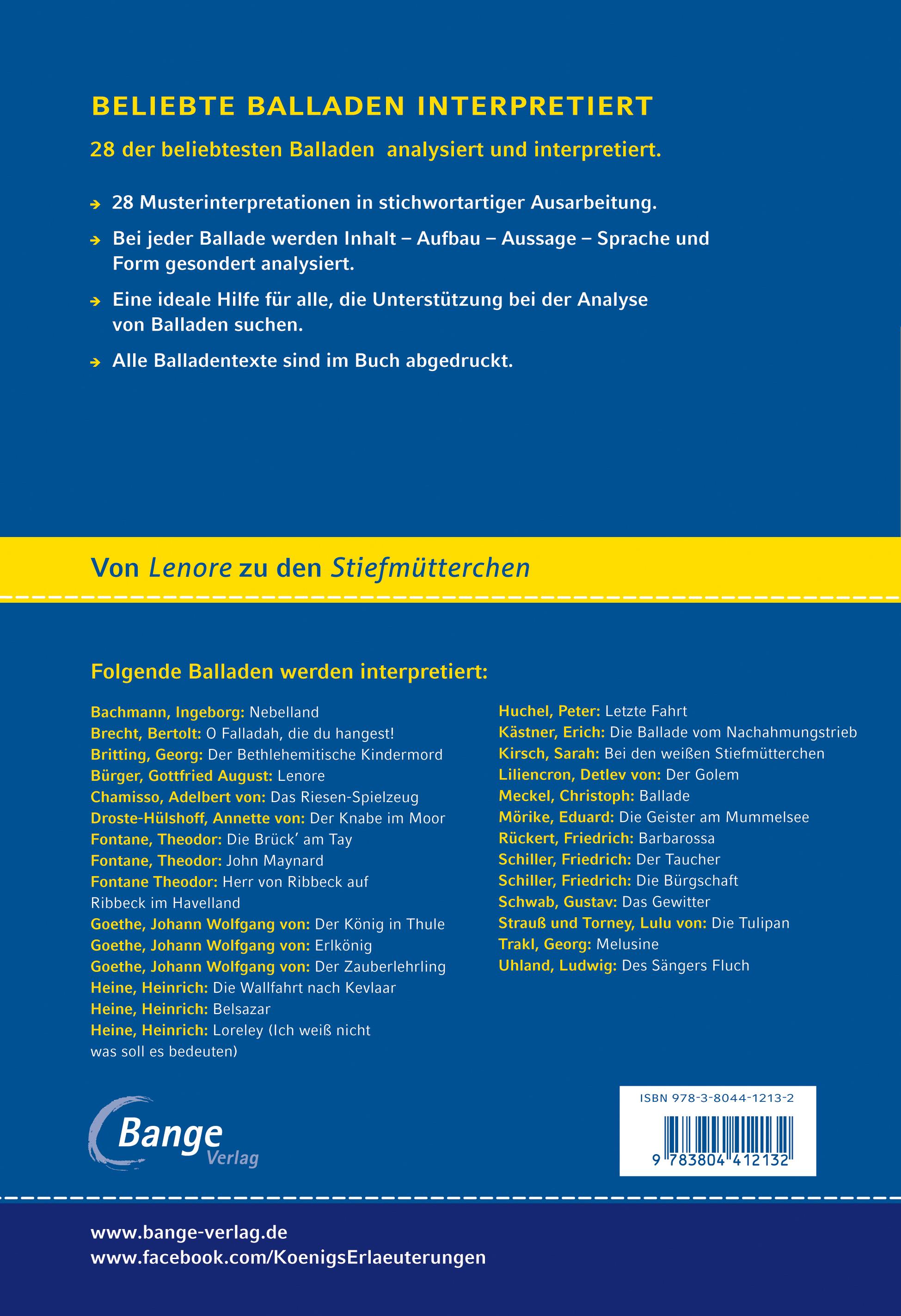 Rückseitencover Beliebte Balladen interpretiert.
