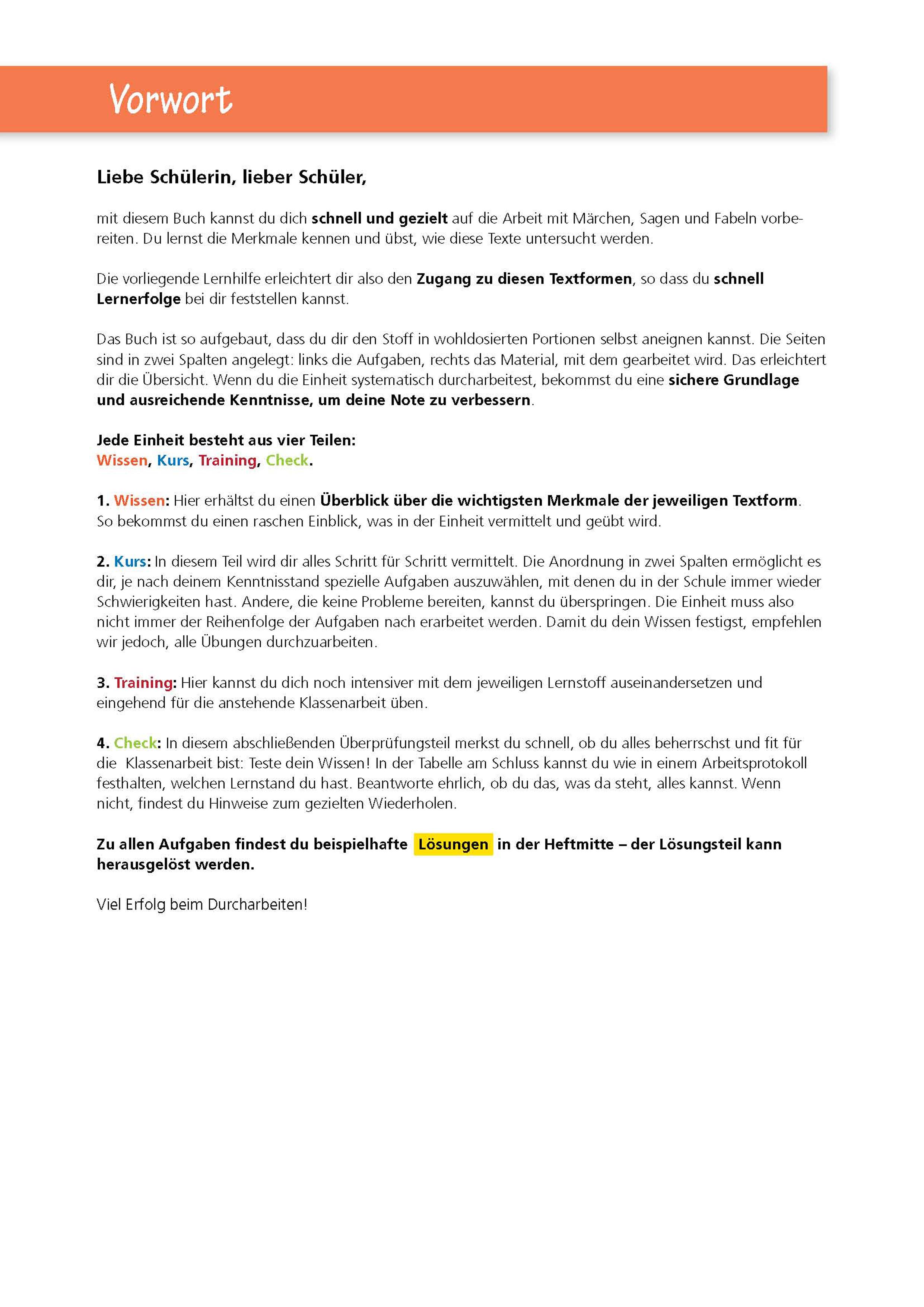 Beispielinhalt (Bild) Märchen, Sagen und Fabeln untersuchen - Klasse 5/6 - Deutsch