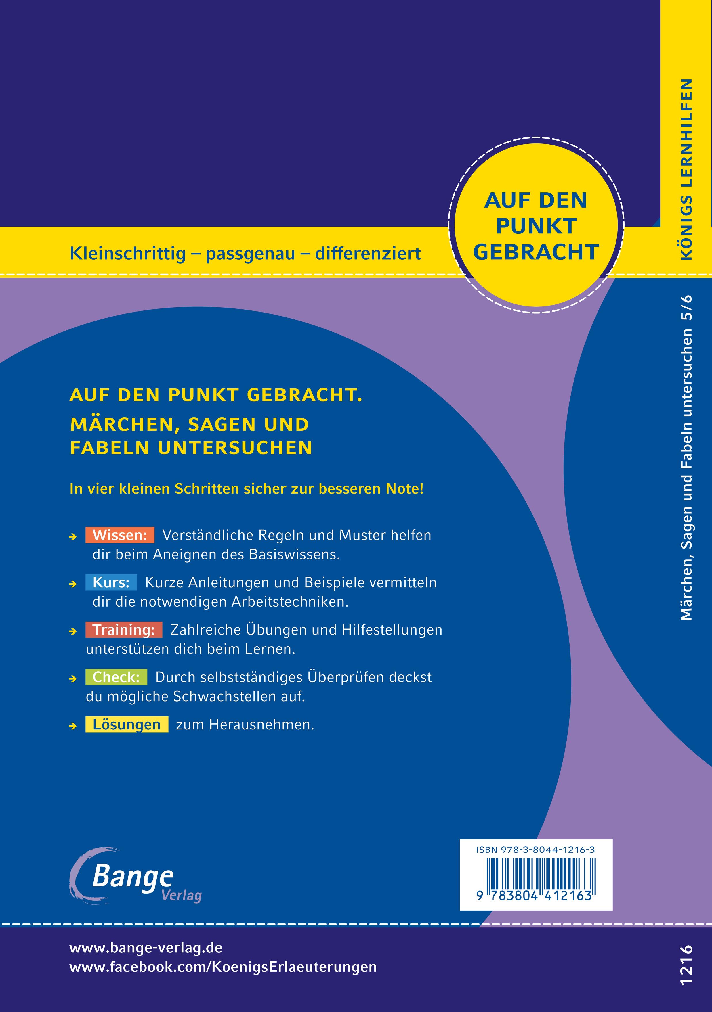 Rückseitencover Märchen, Sagen und Fabeln untersuchen - Klasse 5/6 - Deutsch