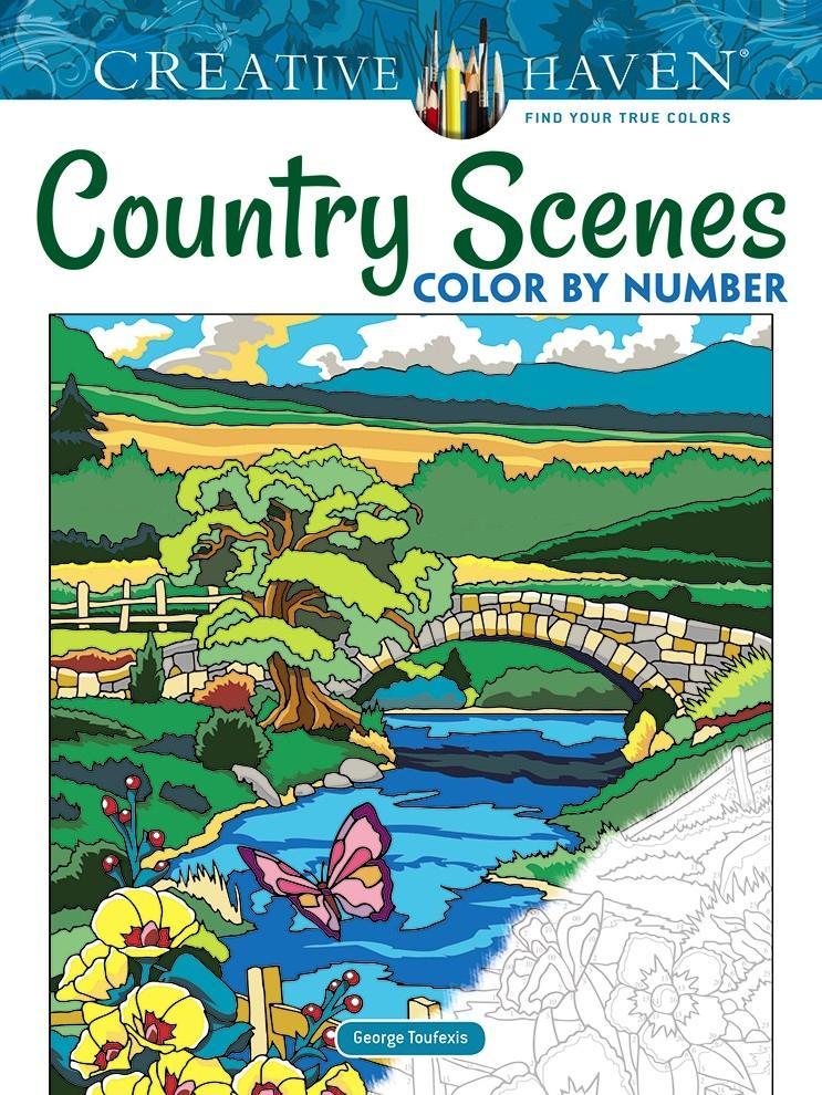 Vorderes Coverbild Creative Haven Country Scenes Color by Number Coloring Book