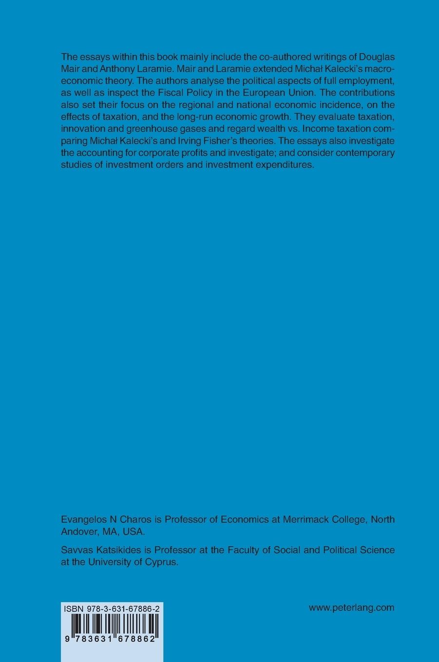 Rückseitencover Selected Essays in Kaleckian Economics