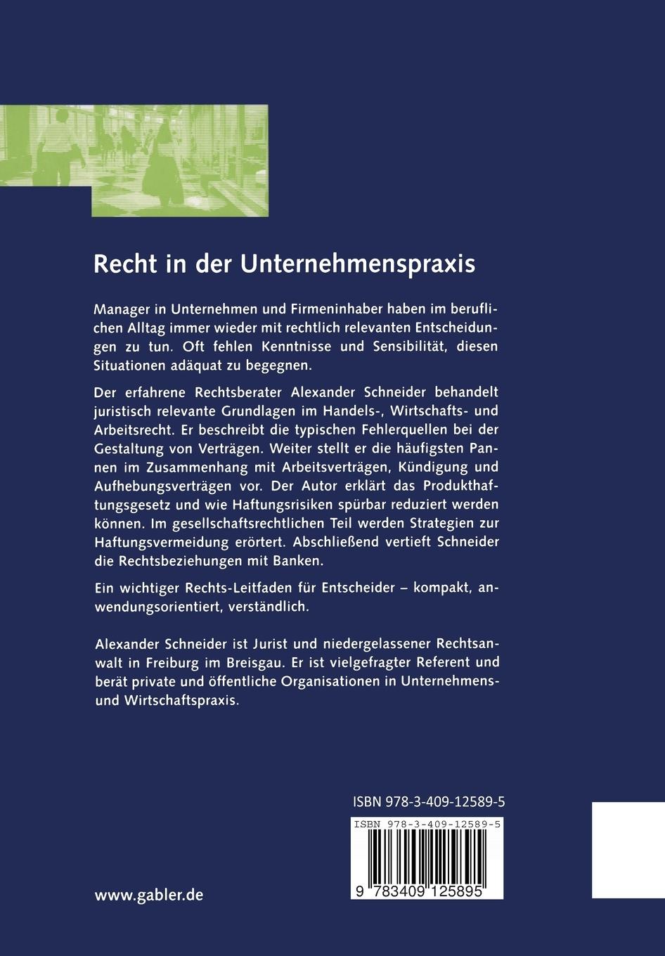 Rückseitencover Recht in der Unternehmenspraxis