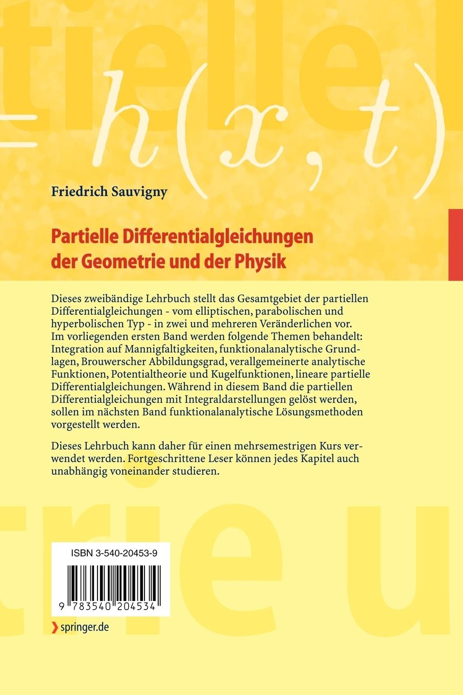 Rückseitencover Partielle Differentialgleichungen der Geometrie und der Physik 1