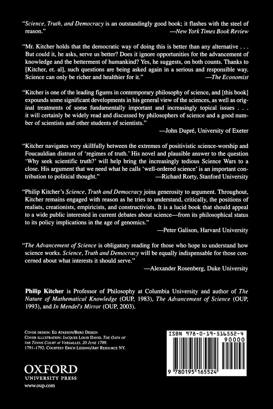 Rückseitencover Science, Truth, and Democracy