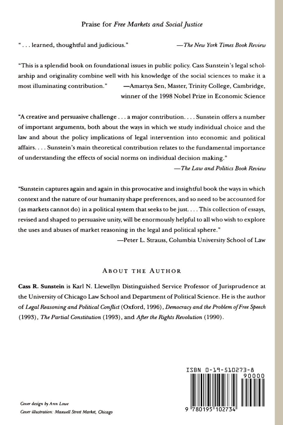 Rückseitencover Free Markets and Social Justice